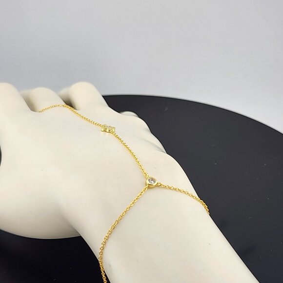 Sterling Silver Clover Hand Bracelet with Ring - Picture 7 of 9